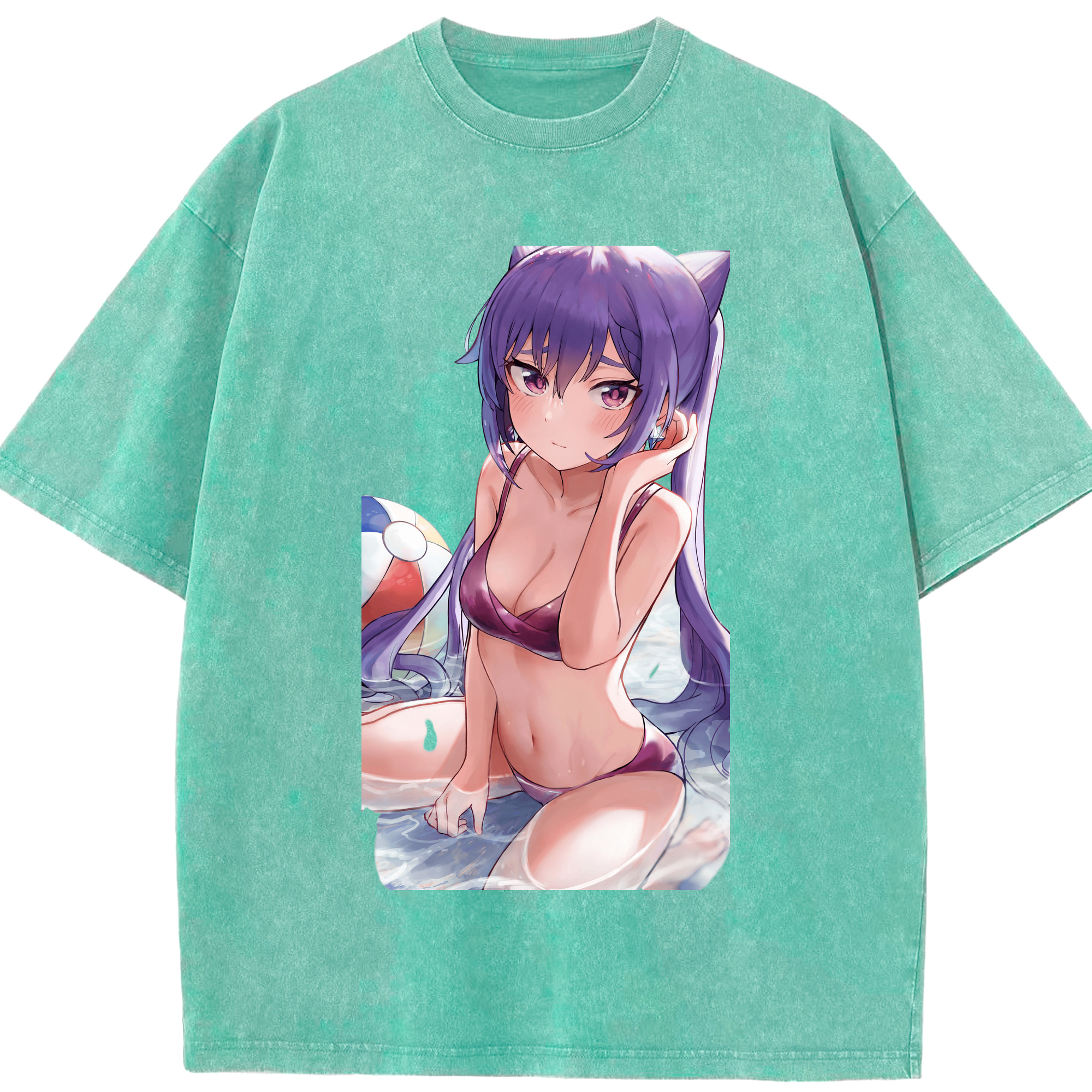 げんし神 刻晴 こくせい genshin Kokusei 綿100% ヴィンテージ風 半袖Tシャツ（フロントプリント）